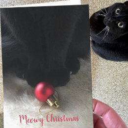 Cute Black Cat Meowy Christmas Pet Holiday Card