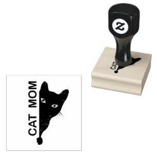 Cute Black Cat Mom Rubber Stamp