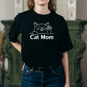 Cute Black Cat Mom Simple Funny womens cat lover T-Shirt