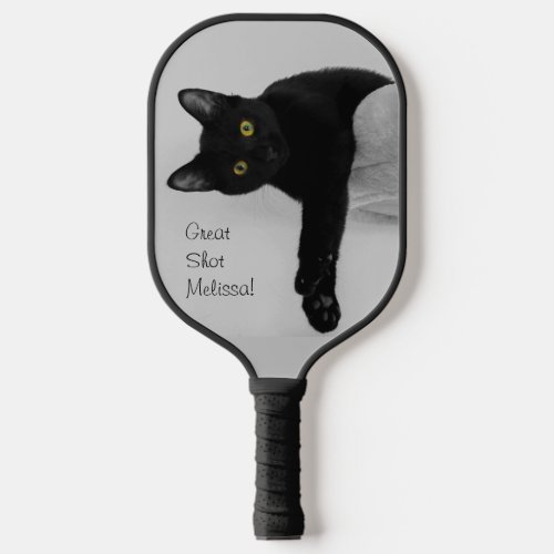 Cute  Black Cat Motivational Pickleball Paddle