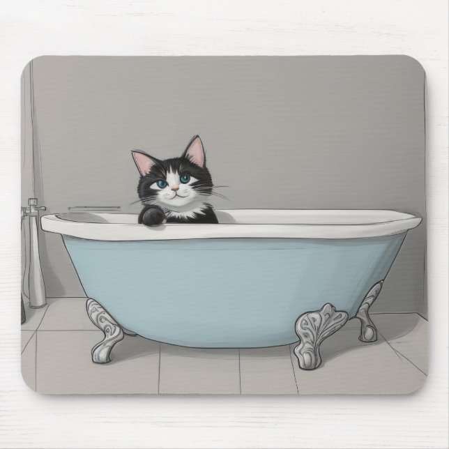 Cute Black Cat Mouse Pad (Front)