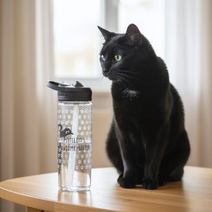 Cute Black Cat Name Pawsome Water Bottle