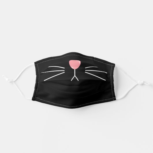 Cute Black Cat Nose Adult Cloth Face Mask (Front, Unfolded)