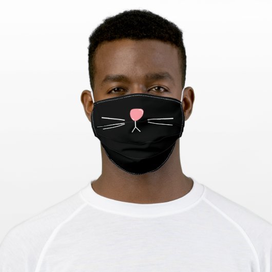 Cute Black Cat Nose Adult Cloth Face Mask (Worn)