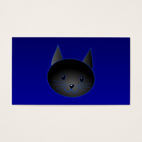 Cute Black Cat on deep midnight blue. Business Card Templates