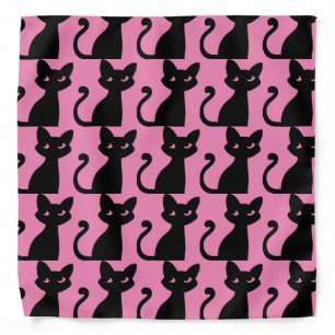 cute black cat on pink BANDANA