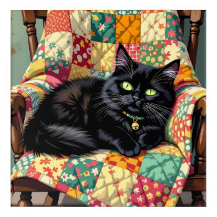 Cute Black Cat on Rocking Chair Acrylic Print