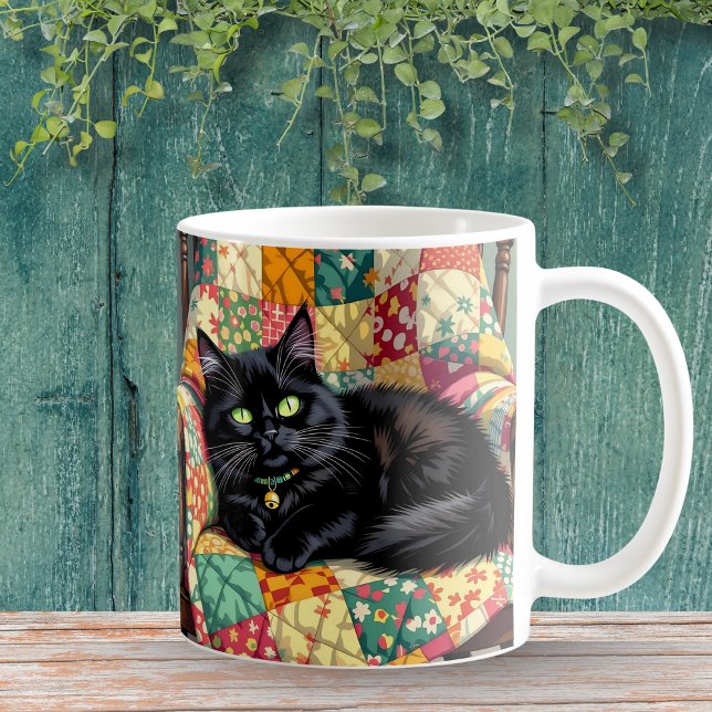Cute Black Cat on Rocking Chair Coffee Mug (Creator Uploaded)