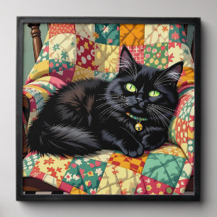 Cute Black Cat on Rocking Chair Peel And Stick Photo Tile