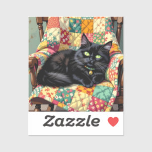Cute Black Cat on Rocking Chair Sticker