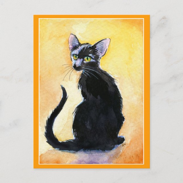 Cute black cat or kitten postcard (Front)