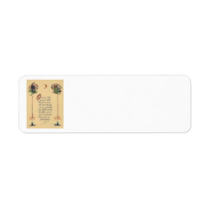 Cute Black Cat Owl Crescent Moon Candle Label