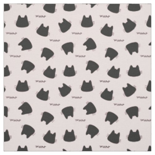 Cute Black Cat Pattern Pink Meow Kitty Fabric
