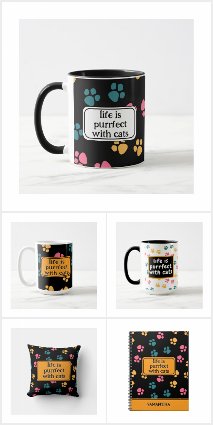 Cute black cat paw collection