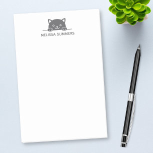 Cute Black Cat Peeking above Custom Name 2 Post-it Notes