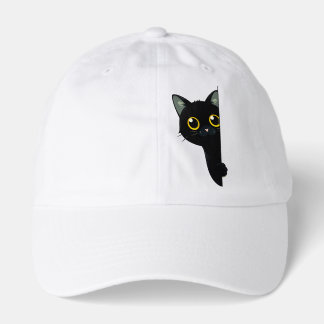 Cute Black Cat Peeking Around the Corner | Funny Hat