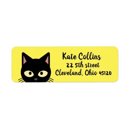 CUTE BLACK CAT PEEKING ART RETURN ADDRESS LABELS