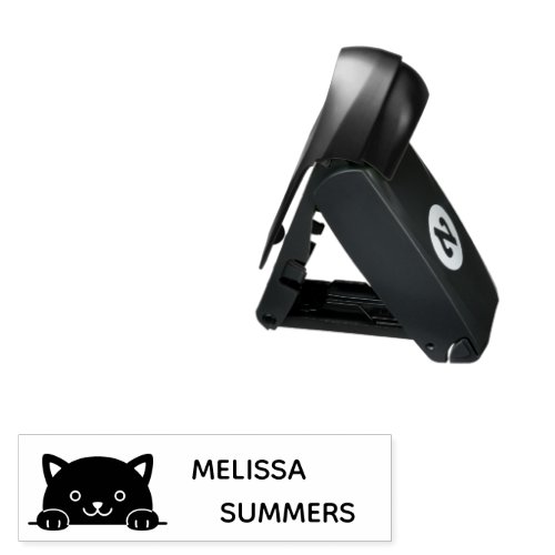 Cute Black Cat Peeking Custom Name Pocket Stamp