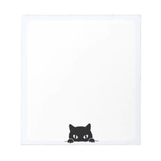 Cute Black Cat Peeking Notepad