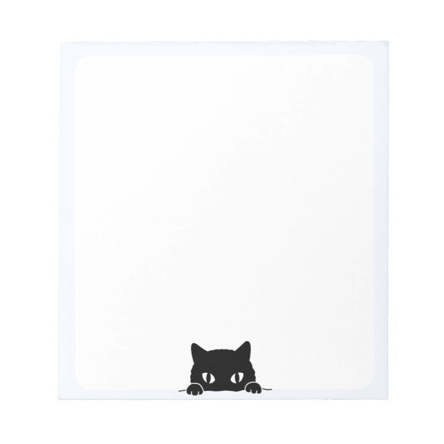 Cute Black Cat Peeking Notepad (Front)