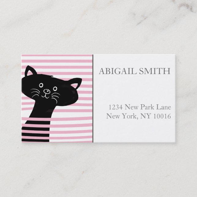 Cute Black Cat- Personalized Business Card (Front)