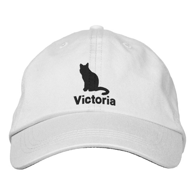 Cute Black Cat Personalized Embroidered Baseball Cap (Front)