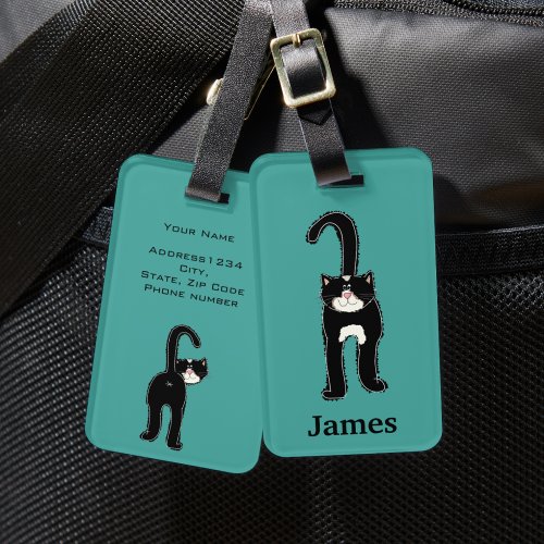 Cute Black Cat Personalized Luggage Tag