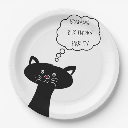 Cute Black Cat _ Personalized Paper Plates