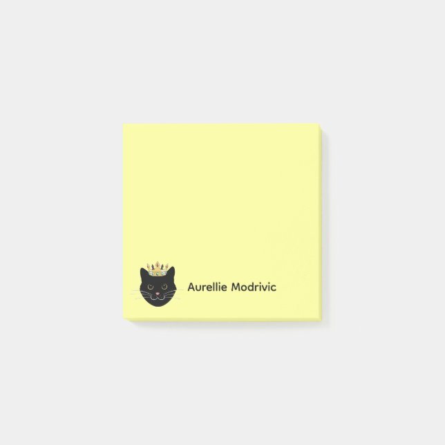 Cute Black Cat Personalized Post-it Notes (Front)