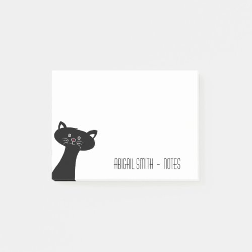 Cute Black Cat Personalized Post_it Notes 4 x 3