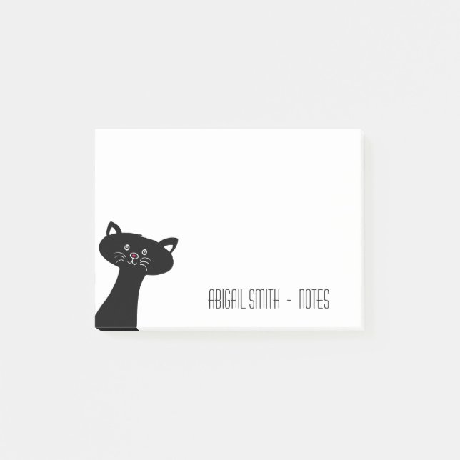 Cute Black Cat Personalized Post-it® Notes 4 x 3 (Front)