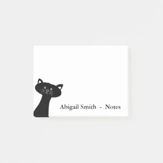 Cute Black Cat Personalized Post-it® Notes 4 x 3
