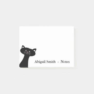 Cute Black Cat Personalized Post-it® Notes 4 x 3