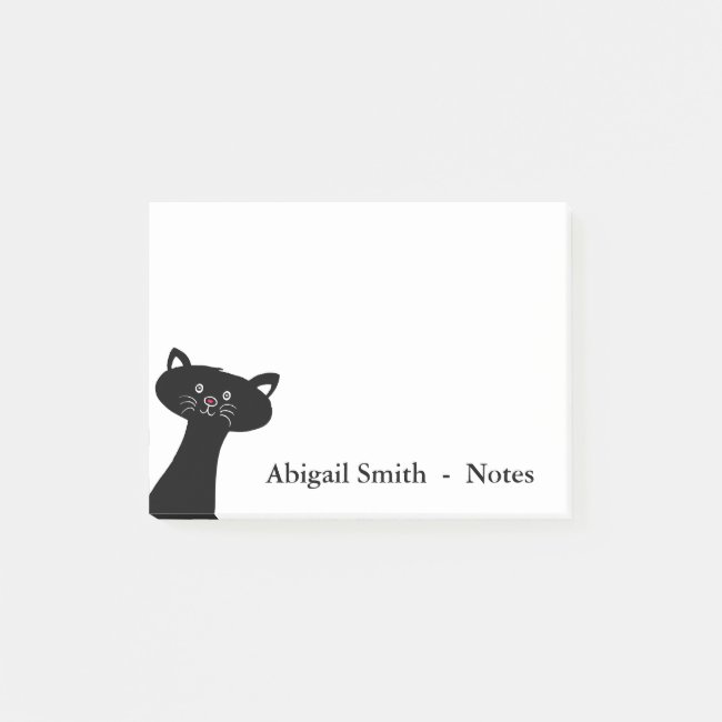 Cute Black Cat Personalized Post-it® Notes 4 x 3