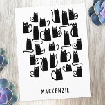 Cute Black Cat Personalized Postcard<br><div class="desc">Cute little black cats. Original art by Nic Squirrell.  Change the name to personalize.</div>