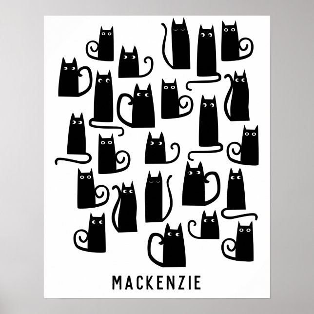 Cute Black Cat Personalized Poster (Front)