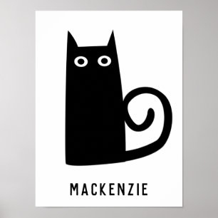 Cute Black Cat Personalized Poster