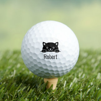 Cute Black Cat Pet Custom Name Golf Balls