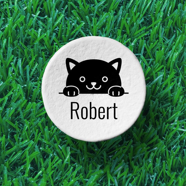 Cute Black Cat Pet Custom Name Golf Tees (Creator Uploaded)