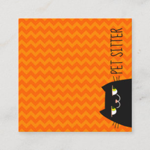 Cute Black Cat Pet Sitter Square Business Card