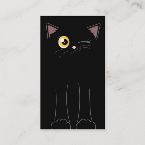 Cute Black Cat Pet Sitting Service Business Card