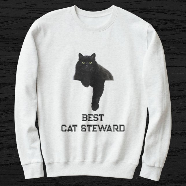 Cute Black Cat Photo Funny Quote Personalized Pet Sweatshirt (Creator Uploaded)