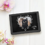 Cute Black Cat Photo Pet Paw Print Heart Frame Trifold Wallet<br><div class="desc">Purrfect wallet for your black cat's credit cards. (she does have some - you just don't know where they are) Upload their photo to the gray paw print heart frame and add their name (or yours)</div>