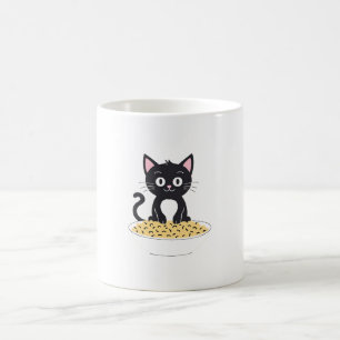 Cute Black Cat Playing With Food Coffee Mug