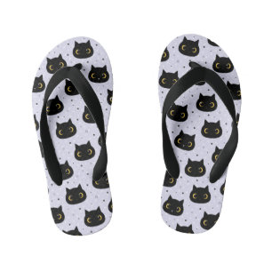 Cute Black Cat Polka Dot Pattern Kid's Flip Flops