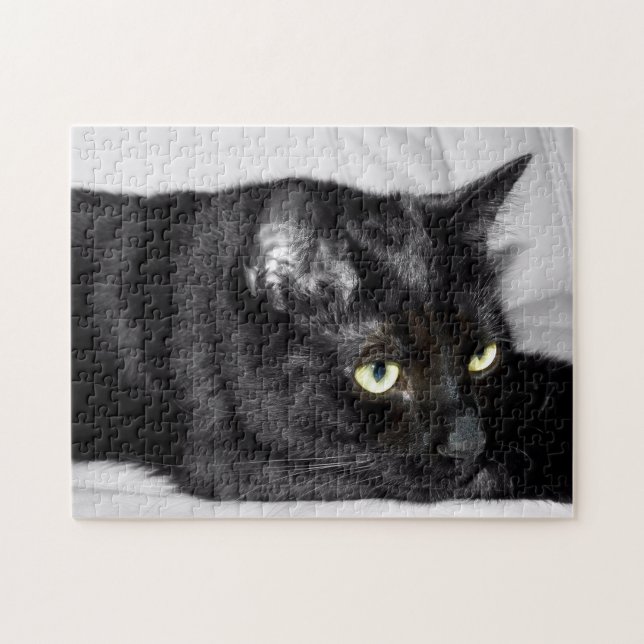Cute Black Cat Portrait Jigsaw Puzzle (Horizontal)
