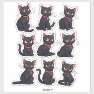 Cute Black Cat Portraits With Sweet Expressions Sticker