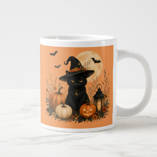 Cute Black Cat Pumpkin Halloween Giant Coffee Mug