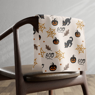 Cute Black Cat Pumpkin Halloween Pattern Bandana