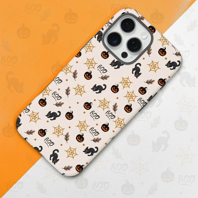 Cute Black Cat Pumpkin Halloween Pattern Case-Mate iPhone Case (Creator Uploaded)